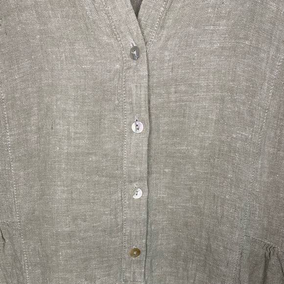 Halston 100% Linen Dress – Sage Green, Shell Buttons, Mermaidcore – Size S - Picture 5 of 6